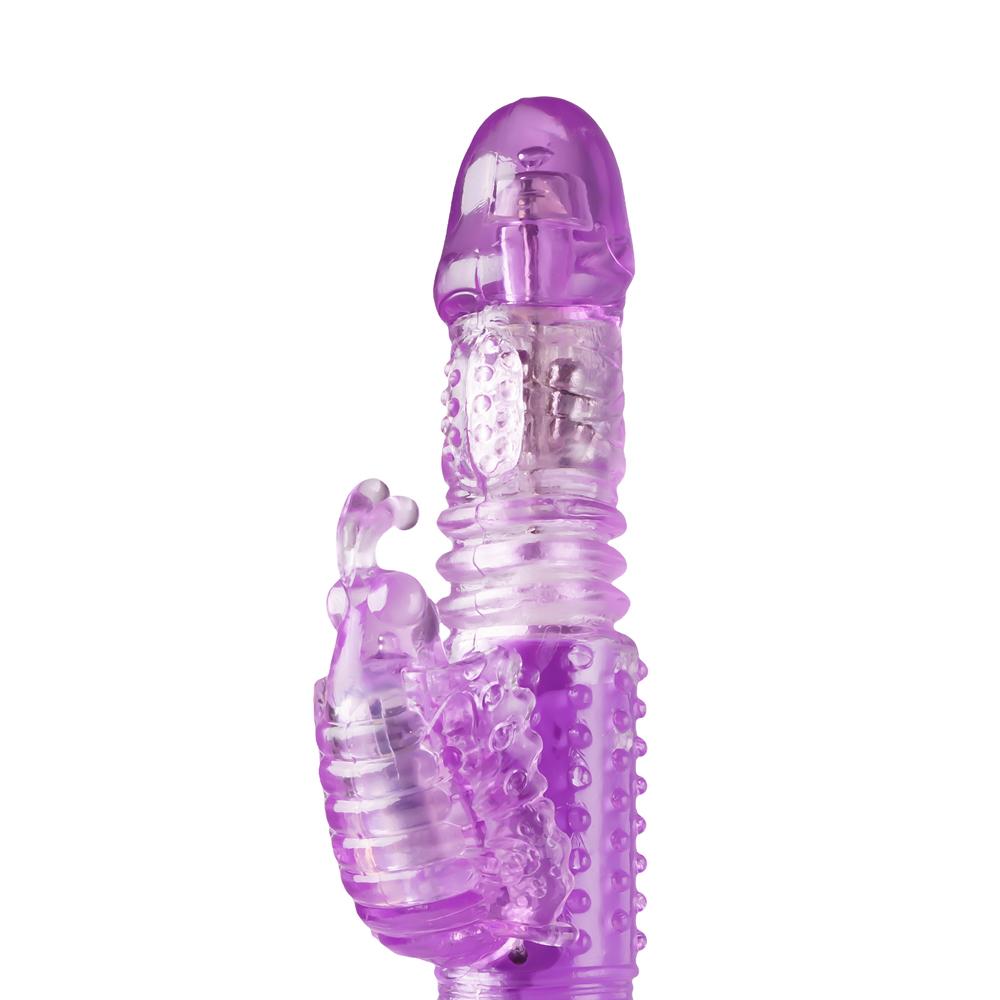 USB Rechargeable Purple Color Thrusting Butterfly Pearls Vibrator