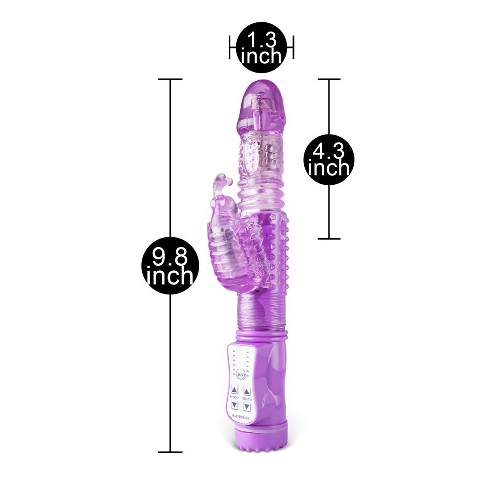 USB Rechargeable Purple Color Thrusting Butterfly Pearls Vibrator