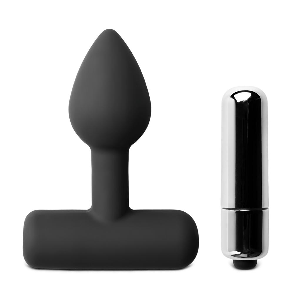 Waterproof Black Silicone Vibrating Anal Plug I