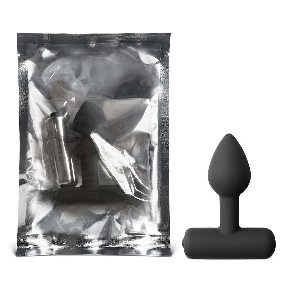 Waterproof Black Silicone Vibrating Anal Plug I