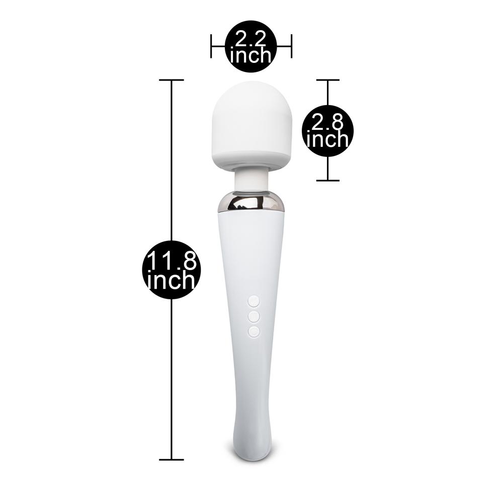 White Color 20-Mode Whisper Quiet Wand Massager (USB Recharging)