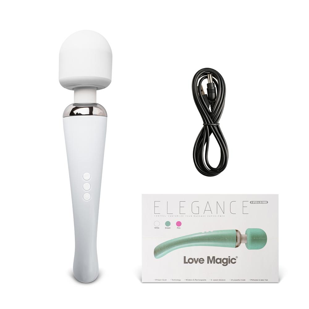 White Color 20-Mode Whisper Quiet Wand Massager (USB Recharging)