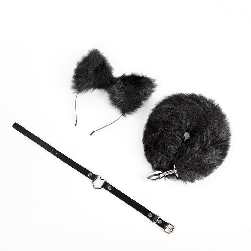 SM props 3-piece set (fox hair clip, anal plug, collar)