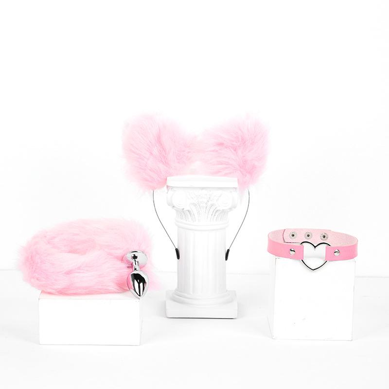 SM props 3-piece set (fox hair clip, anal plug, collar)