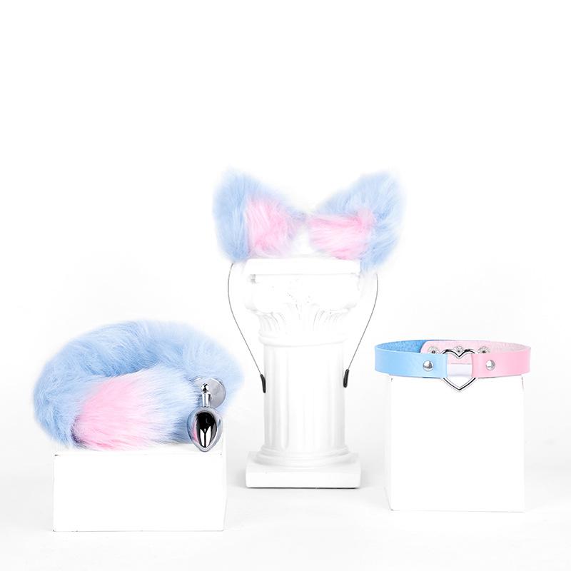 SM props 3-piece set (fox hair clip, anal plug, collar)