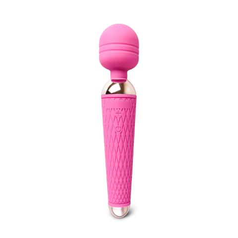 10-Speed Pink Color Rechargeable Silicone Wand Massager (USB Recharging)