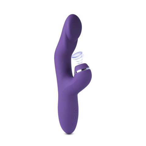 10-Speed Purple Color Silicone G-Spot Vibrator with Clitoral Massager and Heating Function