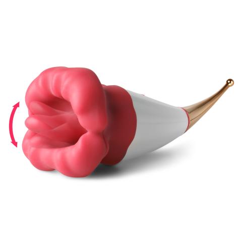 10-Speed Red Color Big Mouth Stimulator with Licking Tongue and Vibrator