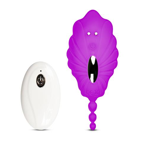 10 Speeds Purple Color Remote Control Silicone Wearable Panty Vibrator with Beads