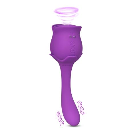 10 Speeds Purple Color Silicone Clitoral Sucking Rose with G-Spot Vibrator