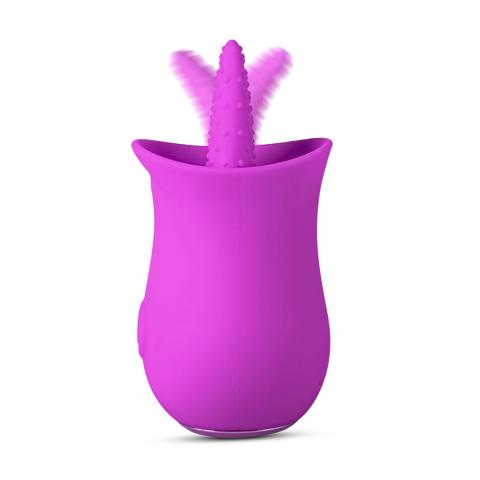 10 Speeds Purple Color Silicone Flower Shape Vibrator with Tongue