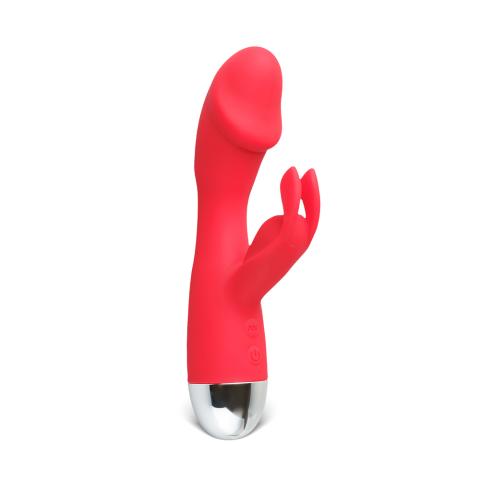 10 Speeds Red Color Rechargeable Silicone Rabbit Vibrator