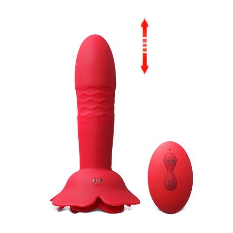 10 Speeds Red Color Silicone Vibrating and Thrusting Ana Toy