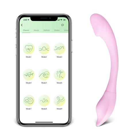 11-Speed Pink Vibrator with App Control, Waterproof, USB Rechargeable, 7.88" Length, 5.12" Insertable