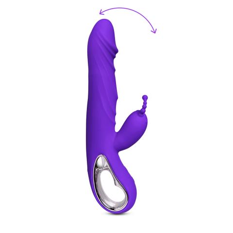 12-Speed Purple Color Silicone Rabbit Vibrator with Wiggling Function