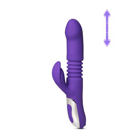 12-Speed Purple Color Silicone Thrusting Vibrator with Heating Function