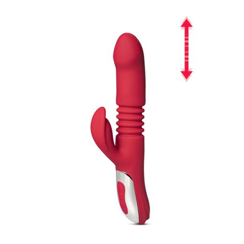 12-Speed Red Color Silicone Thrusting Vibrator with Heating Function