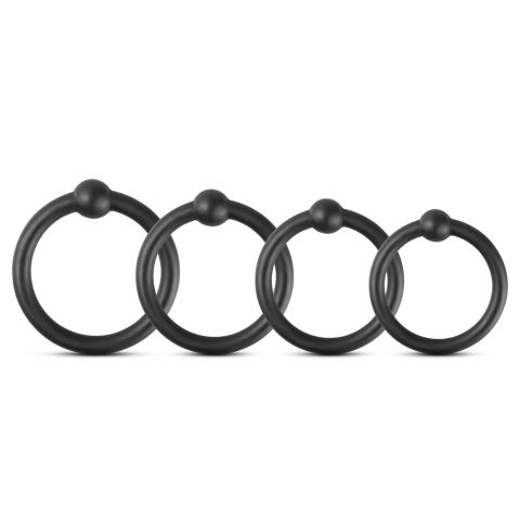 4 PCS Black Color Silicone Cock Ring Kit