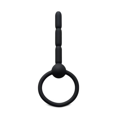 4.1'' Black Silicone Cum-Thru Penis Plug with Ring