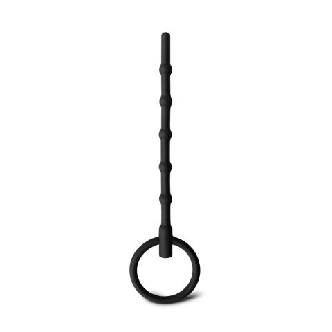 6.3'' Black Silicone Cum-Thru Penis Plug with Ring