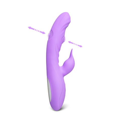 7-Speed Purple Color Silicone Rabbit Vibrator with Double Tapping Function