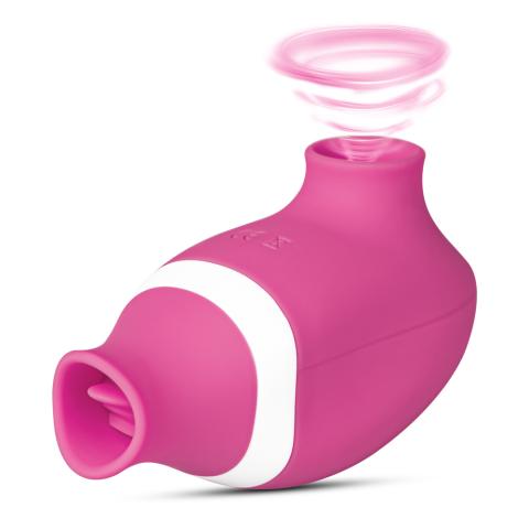 7 Speeds Pink Color Silicone Clitoral Sucking Vibrator with Vibrating Tongue