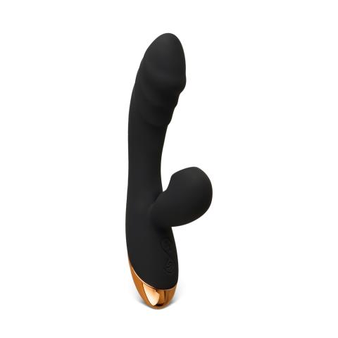 7.68'' Black 12-Speed Rechargeable Vibrating & Tongue-Licking Silicone Vibrator