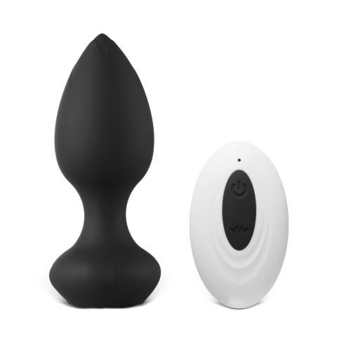 Black 10-Speed Rechargeable Waterproof Vibrating Butt Plug with Remote Control