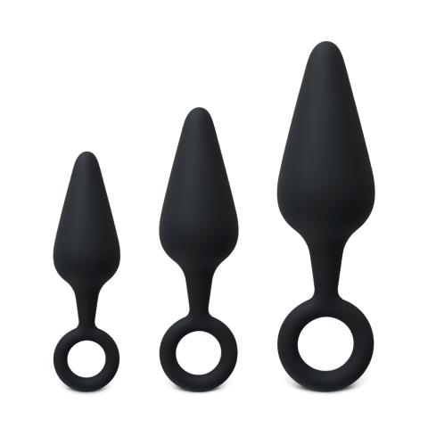 Black 3-Piece Silicone Anal Plug Set