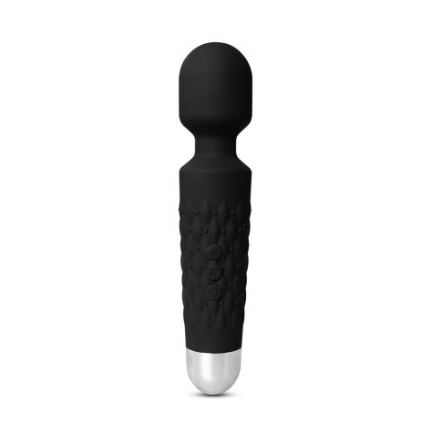 Black Color 9 Speeds Rechargeable Silicone Wand Massager