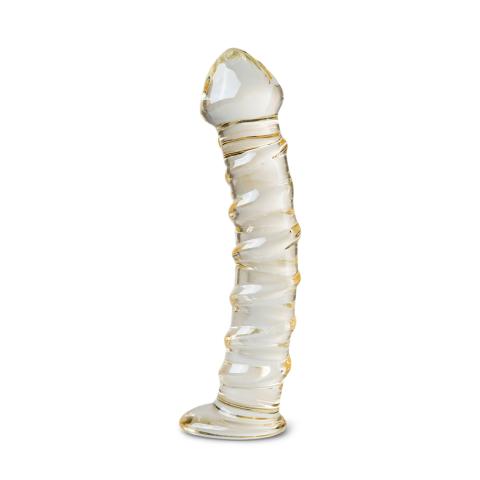 Clear Color Textured Glass Dildo - YT047