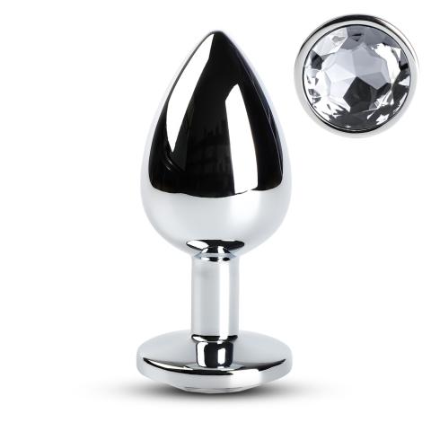 Clear Large Metallic Anal Plug