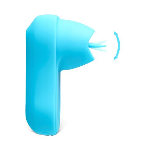 Cyan Tongue-Licking Massager with 12-Speed, Medical Grade Silicone, Waterproof, Plug-In Rechargeable