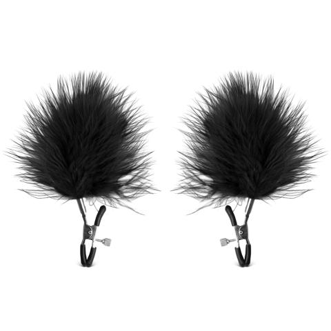 Nipple Clamps with Black Feather