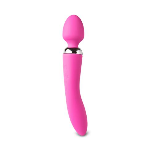 Pink Color 10-Speed Dual Vibrators Rechargeable Wand Massager (USB Recharging)