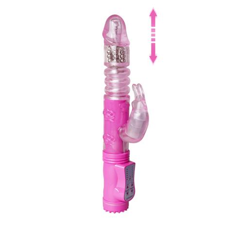 Pink Color Thrusting Rabbit Pearls Vibrator