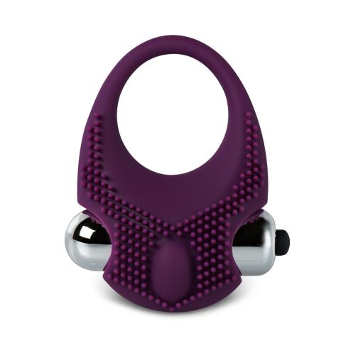 Purple Color Silicone Vibrating Cock Ring with Clitoral Stimulator