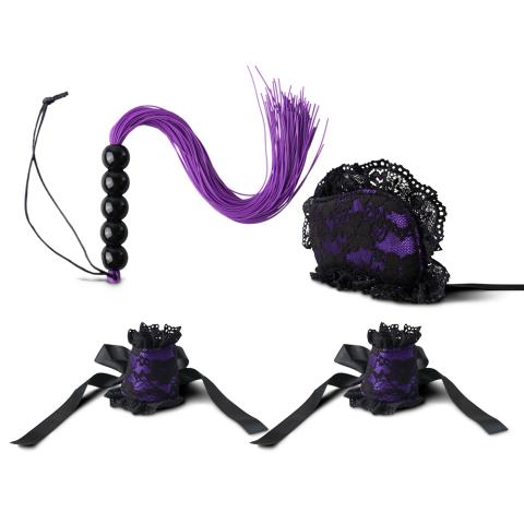 Purple Lace Mask and Wrist Restraint Set