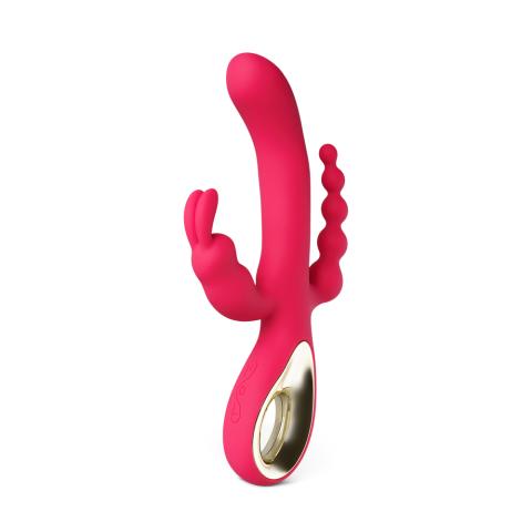 Red 10-Speed Waterproof Vibrating Silicone Vibrator - Rechargeable