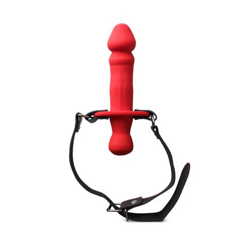 Red Silicone Ball Gag with 11 CM Dildo