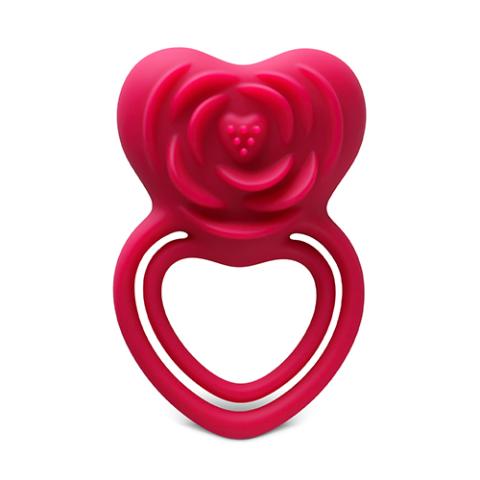 Red Vibrating Cock Ring - Rose Shape, 9-Speed, Rechargeable and Waterproof