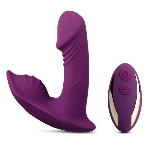 Remote Control 9-Speed Purple Color Rechargeable Silicone Dildo Vibrator