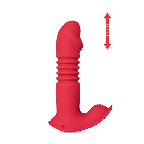 Remote Control Red Color 12-Speed Thrusting Wearable Vibrator with Heating Function