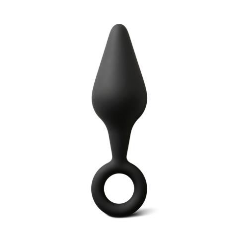 Small Size Black Silicone Anal Plug with Ring