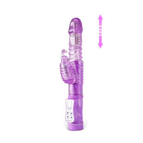 USB Rechargeable Purple Color Thrusting Butterfly Pearls Vibrator