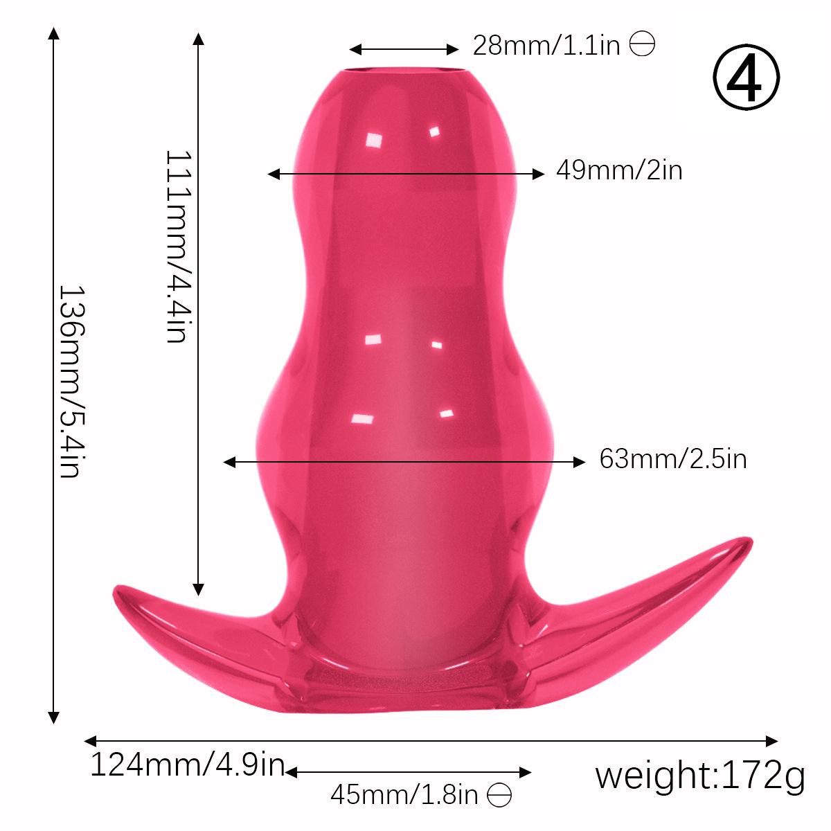 Soft rubber hollow anal plug - Translucent red