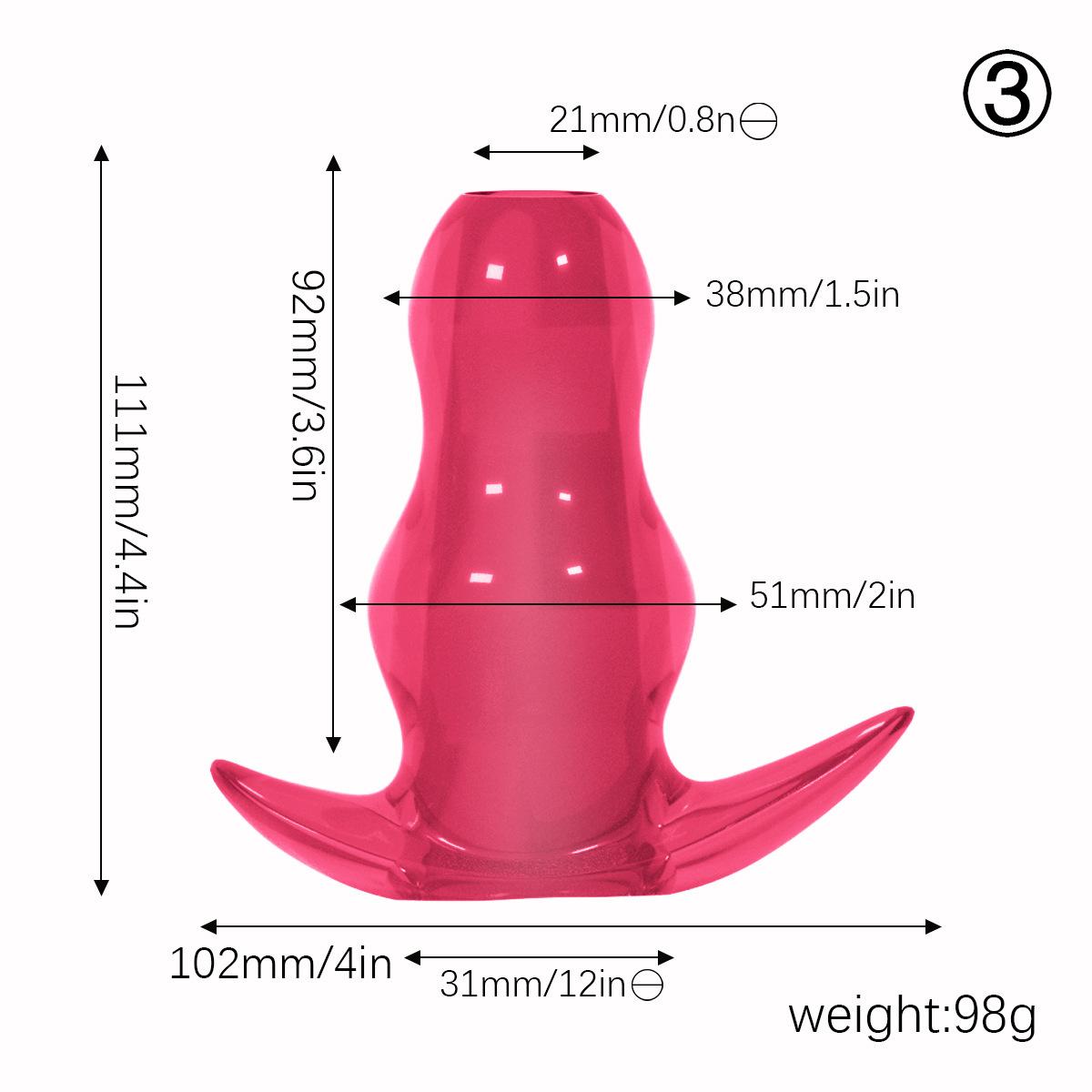 Soft rubber hollow anal plug - Translucent red