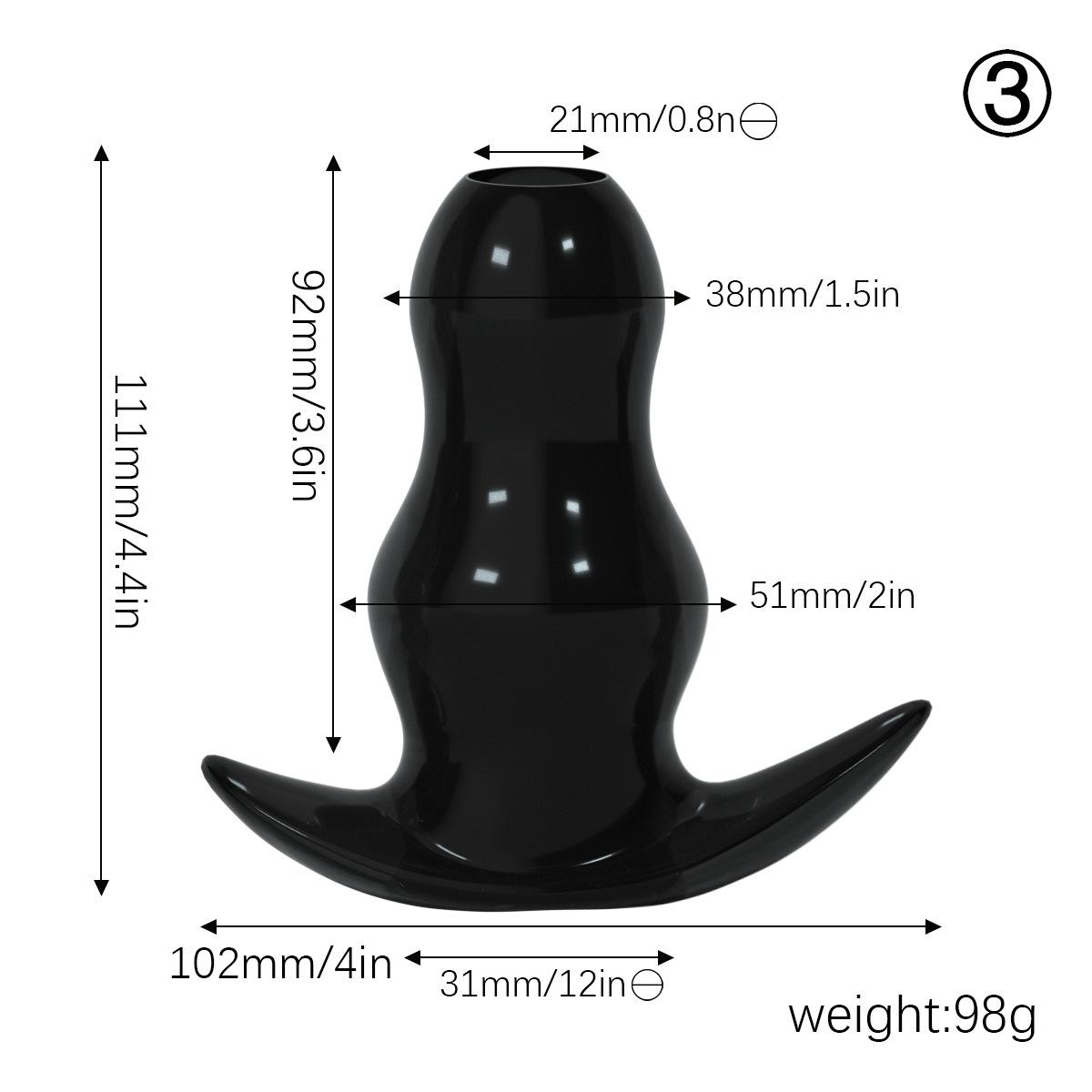 Soft rubber hollow anal plug - black